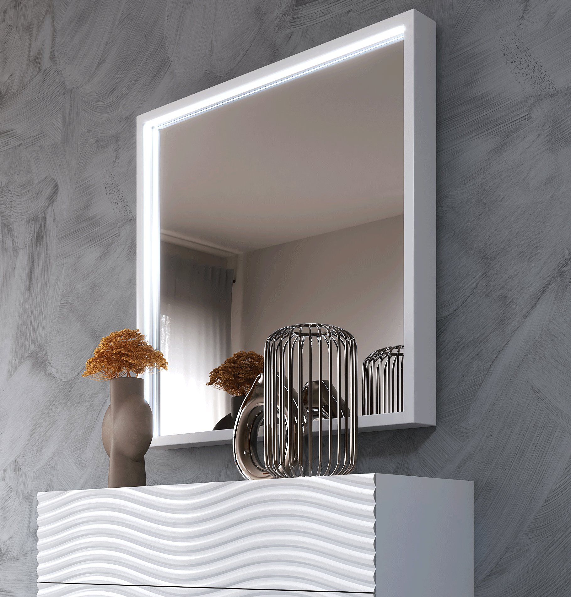 Brands Trasman Kids Bedroom, Spain Wave WHITE mirror for Single dresser