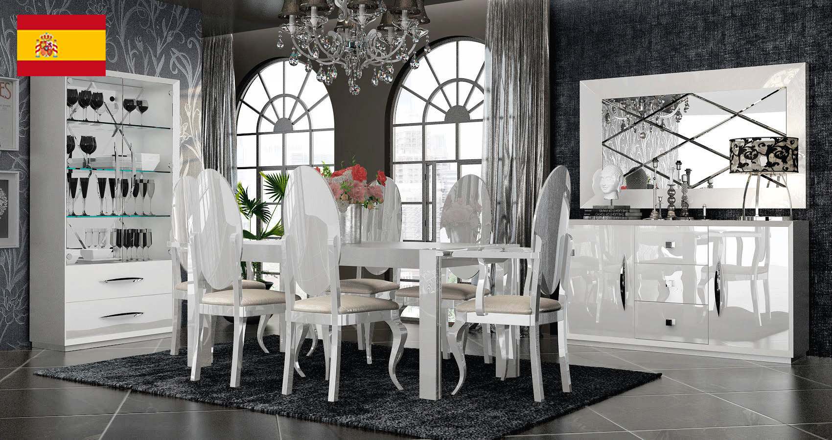 Dining Room Furniture Marble-Look Tables Carmen White Dining Room